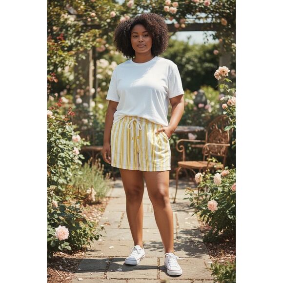 Torrid 5 inch pull on stretch linen mid rise shorts - Picture 3 of 6